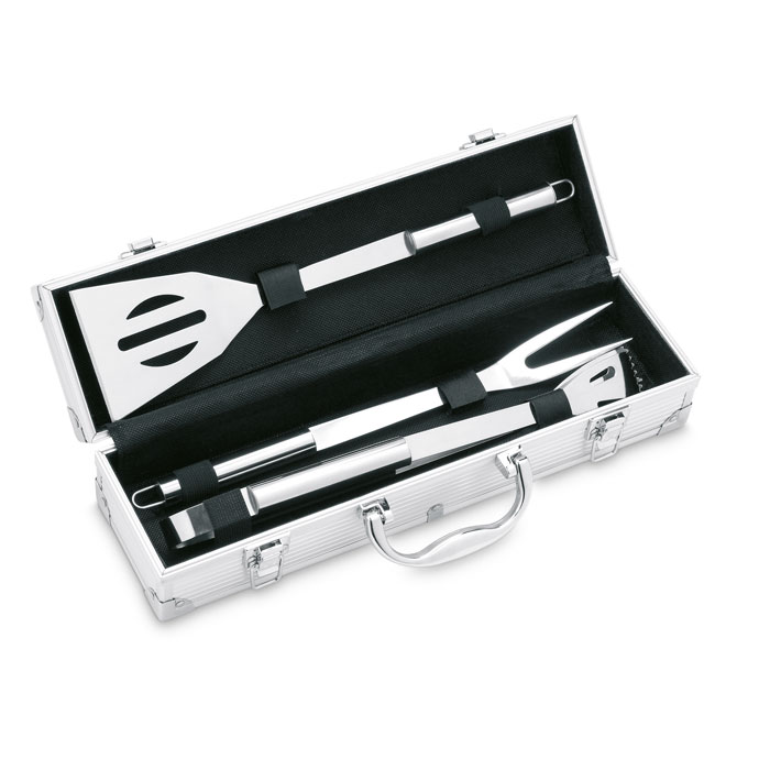 3 Bbq Tools In Aluminium Case
