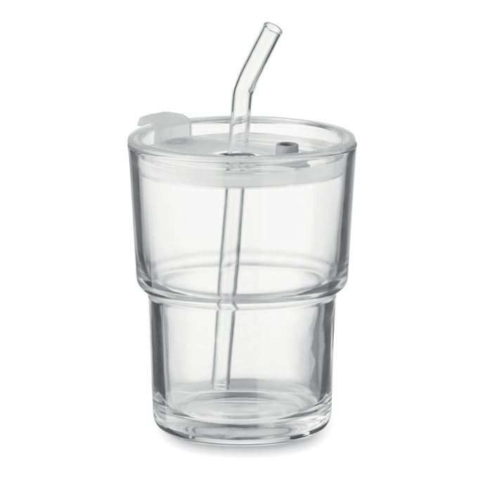 Glass Tumbler With Straw 400Ml