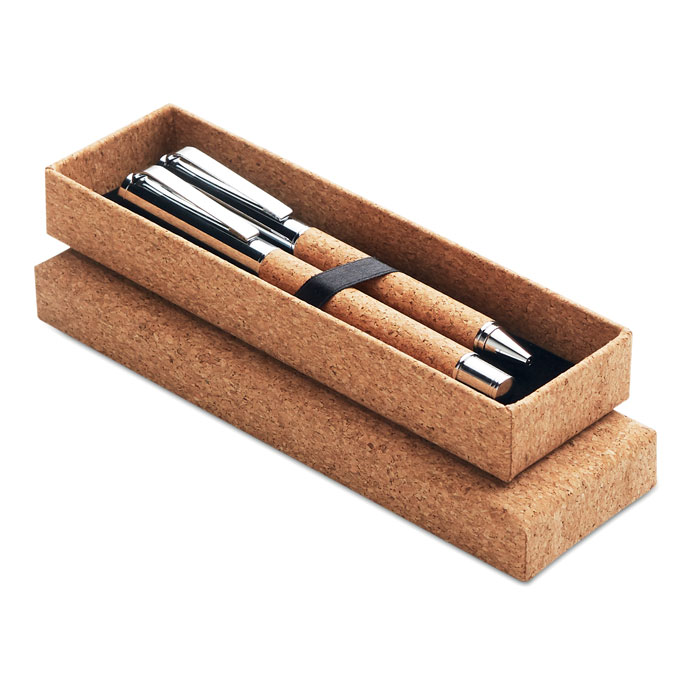 Metal Ball Pen Set In Cork Box