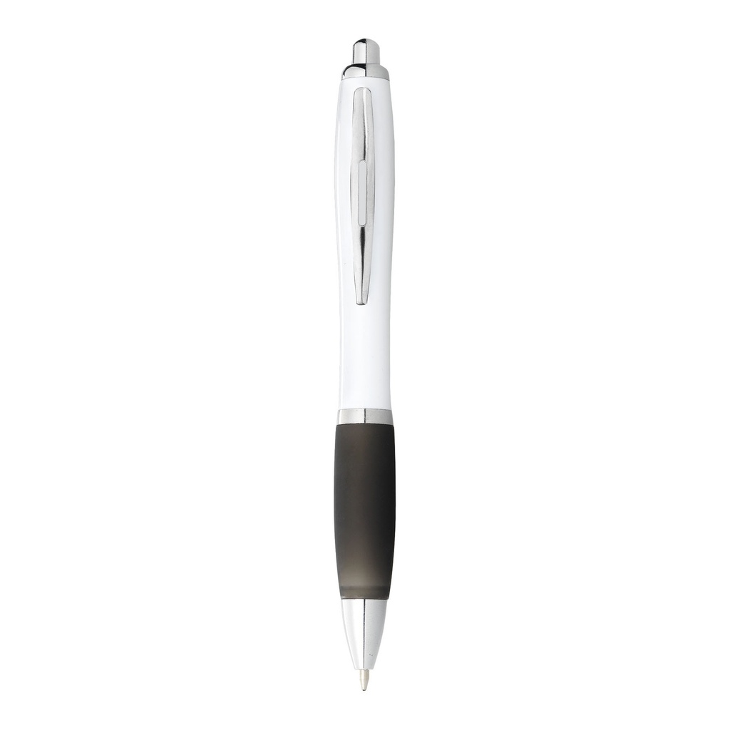 Nash ballpoint pen with white barrel and coloured grip (black ink)