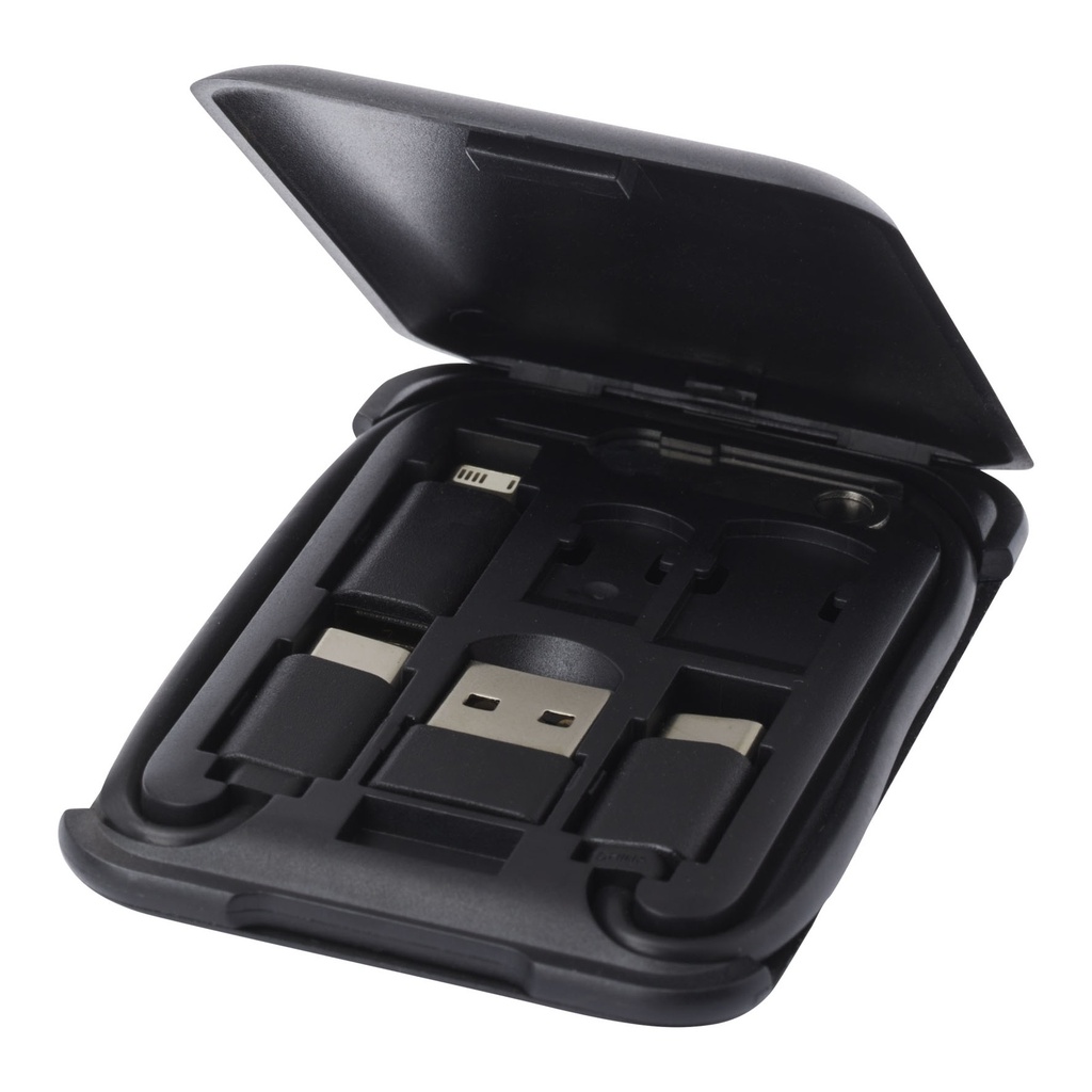 Savvy recycled plastic modular charging cable with phone holder