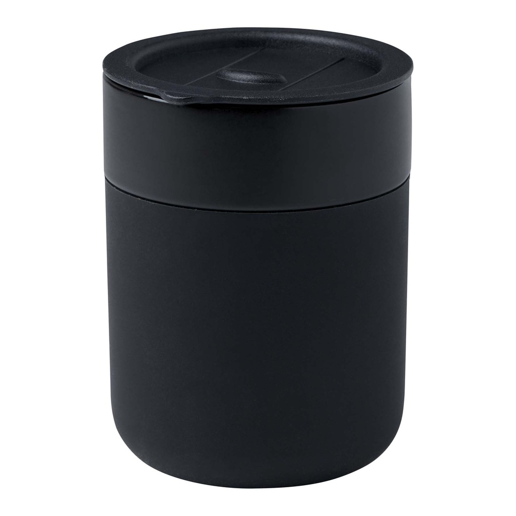 Java 330 ml ceramic tumbler with silicone wrap and plastic lid
