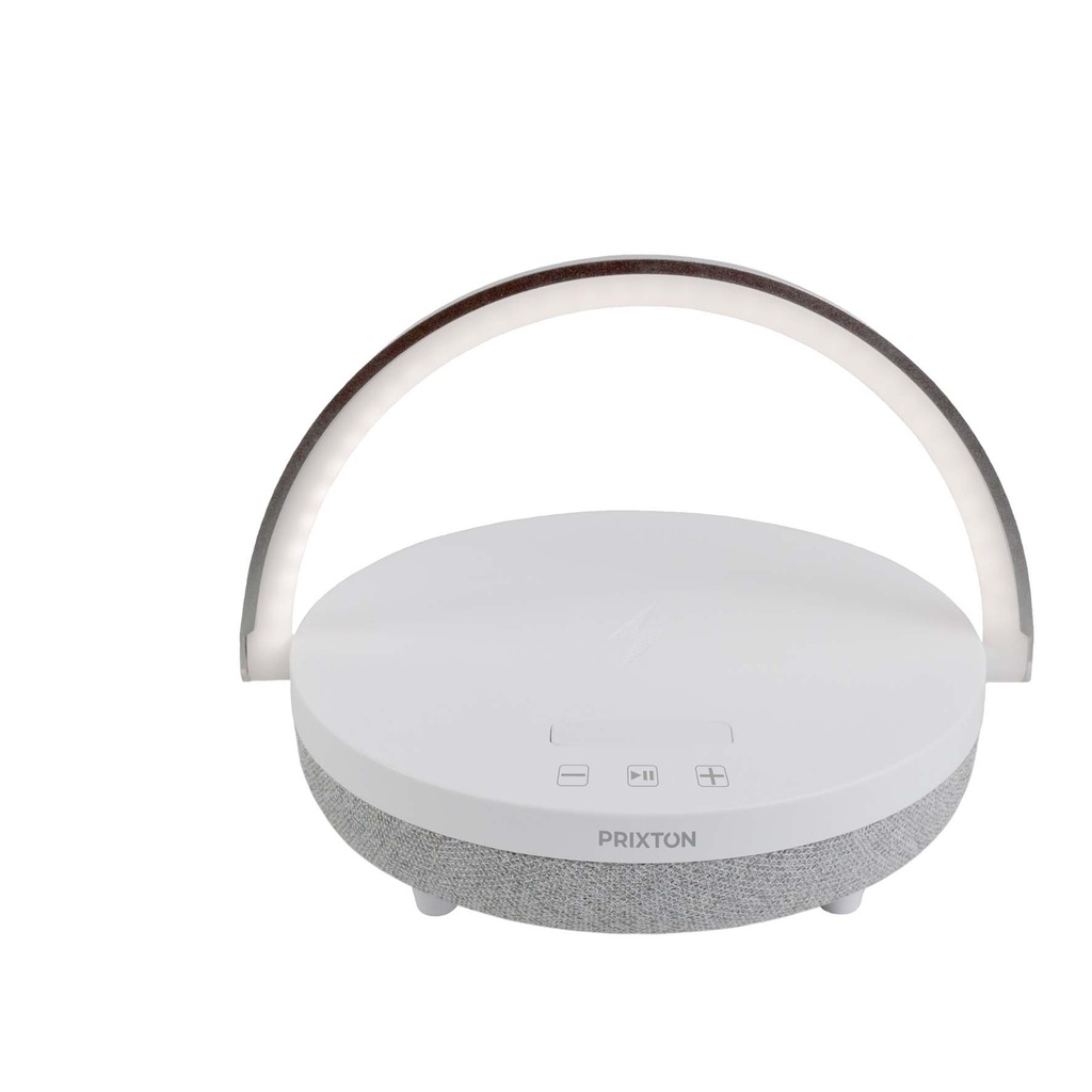 Prixton 4-in-1 10W Bluetooth® speaker with LED light and wireless charging base
