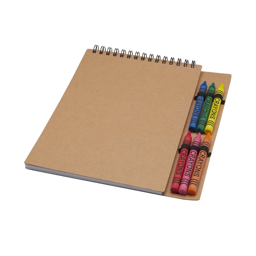 Doodle A5 spiral soft cover notebook and crayon set
