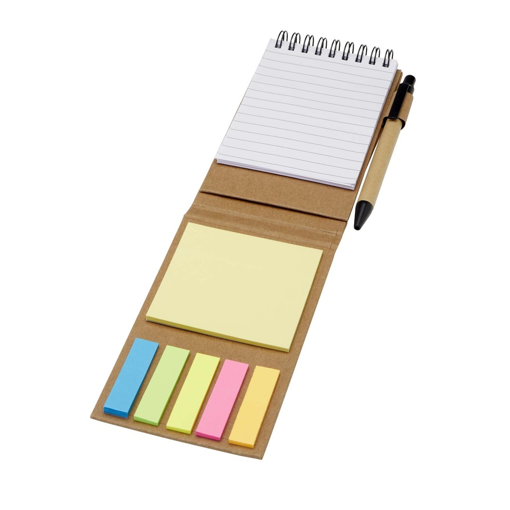 Flipper sticky notepad with ballpoint pen (black ink)