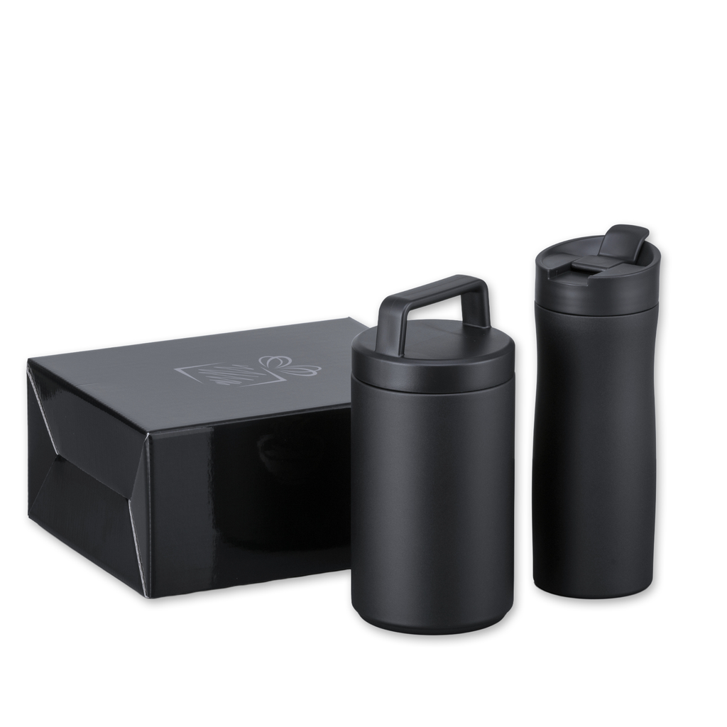 Porcelain Set: thermal mug 630 ml and foodjar 800 ml with porcelain coating