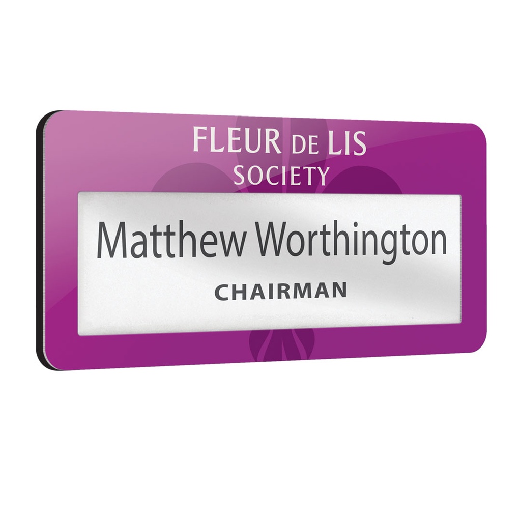 Aluminium Reusable Badge 73 x 35mm 19mm Window