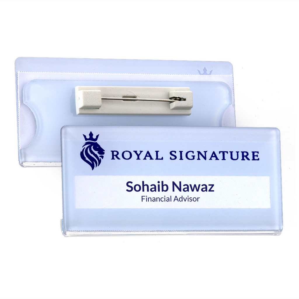 Clear Acrylic Reusable Badge 66 x 33mm 11mm Window
