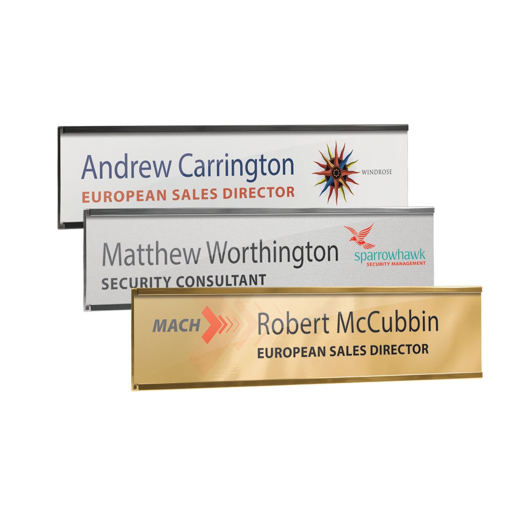 Reusable Metal Wall or Door Nameplate Holder 8 ins x 1 ins
