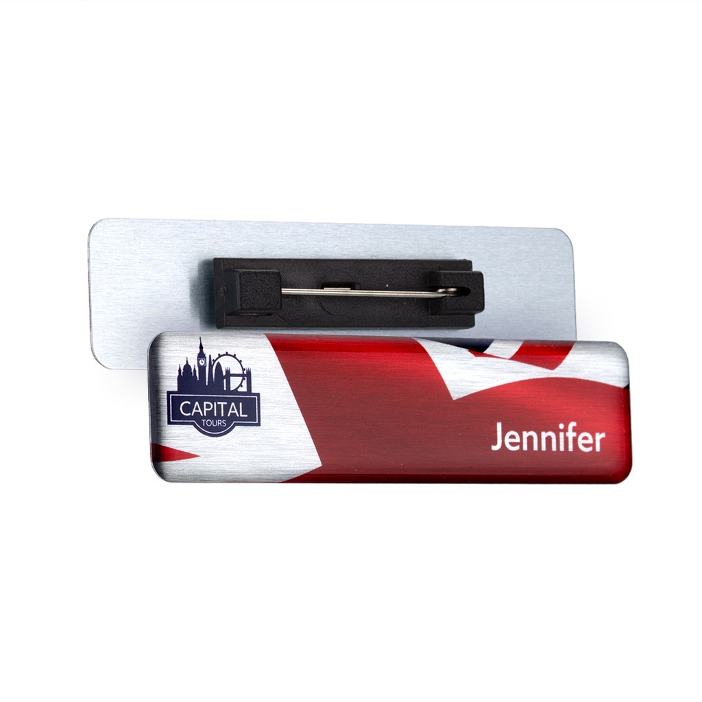 Aluminium Name Badge 73mm x 19mm Domed