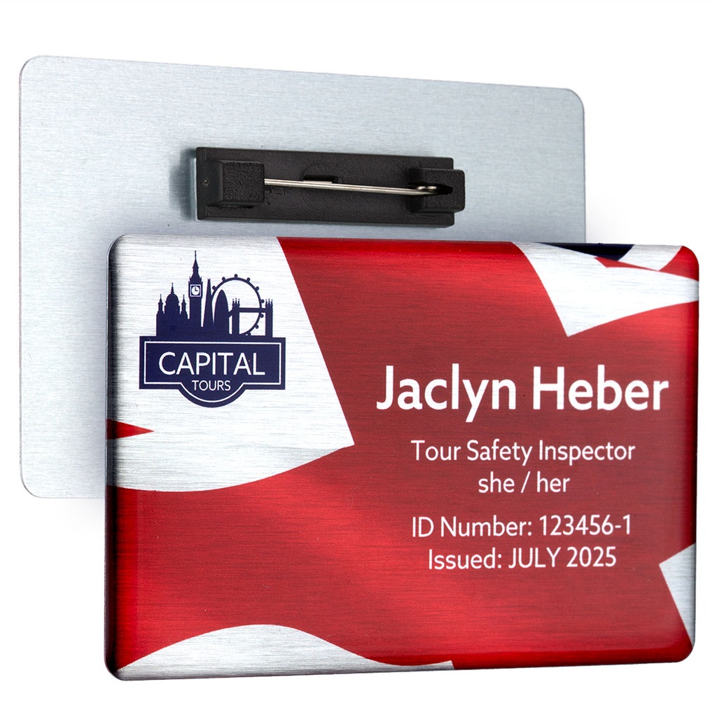 Aluminium Name Badge 86mm x 54mm Domed