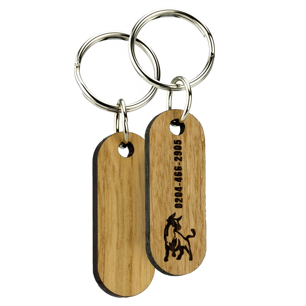 Oak Keyring Single Side Engraved 55mm x 20mm Oblong