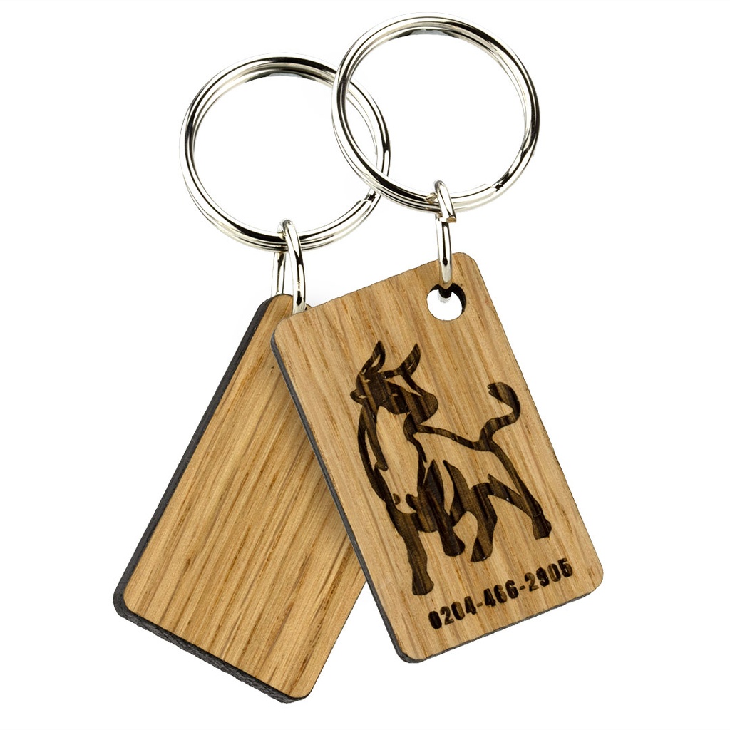 Oak Keyring Single Side Engraved 50mm x 30mm Oblong