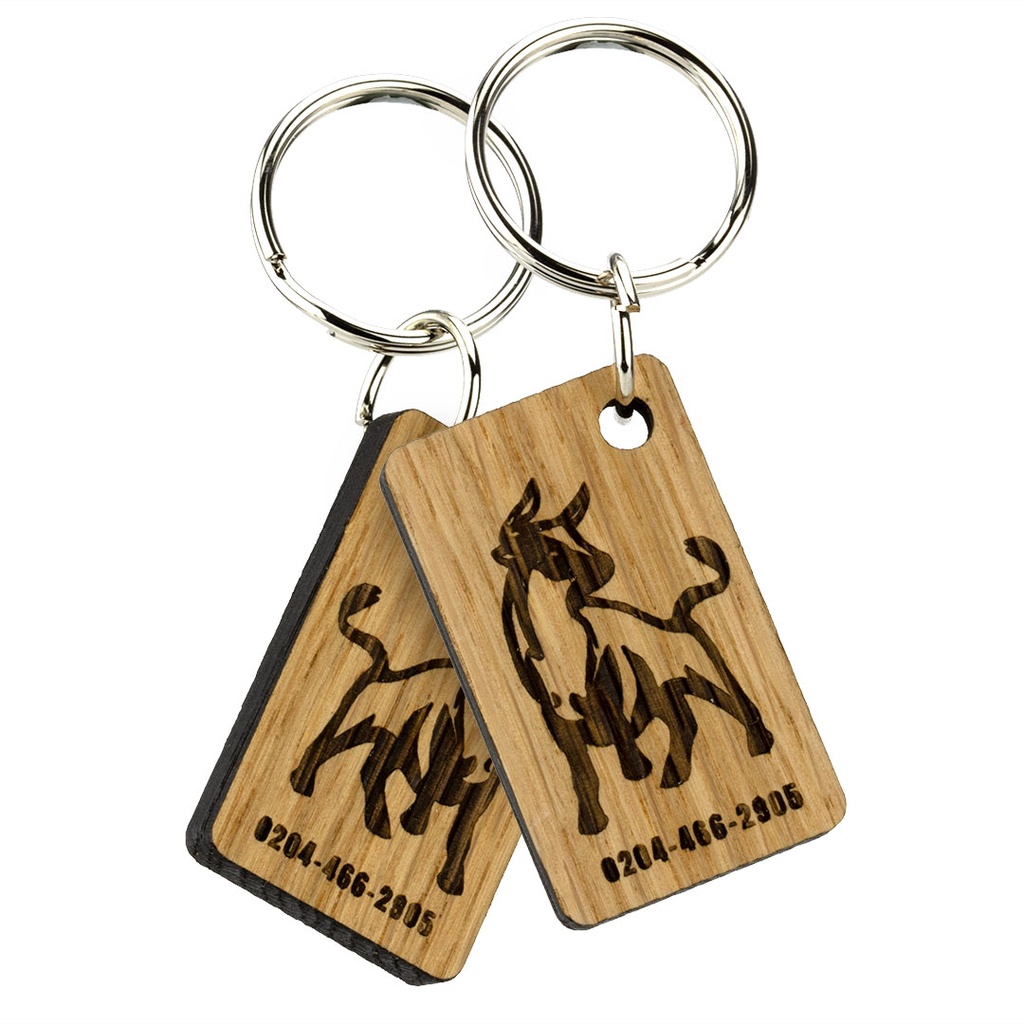 Oak Keyring Double Side Engraved 50mm x 30mm Oblong