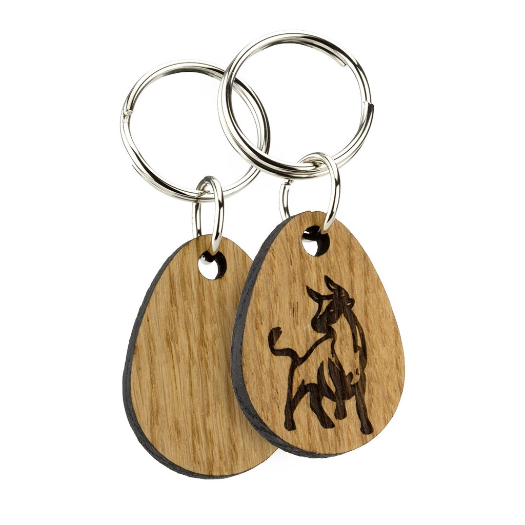 Oak Keyring Single Side Engraved 46mm x 34mm Oval