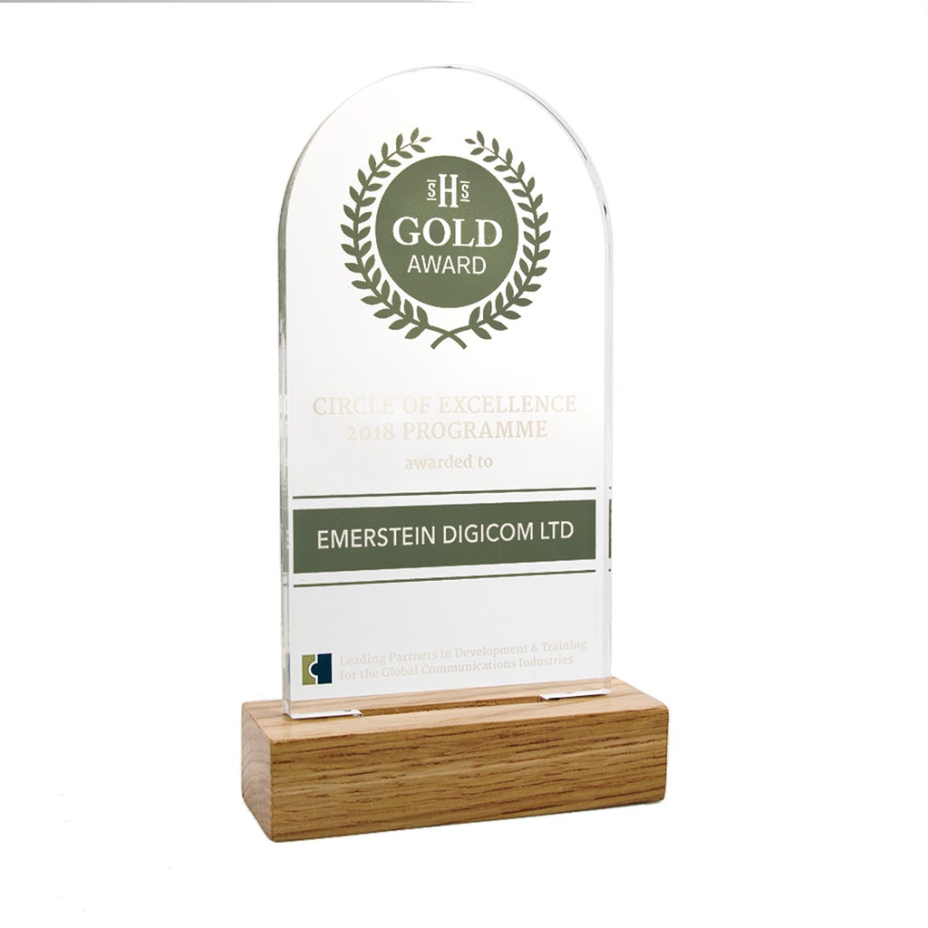 Arch Acrylic Award 125mm x 225mm With 28mm Wooden Base