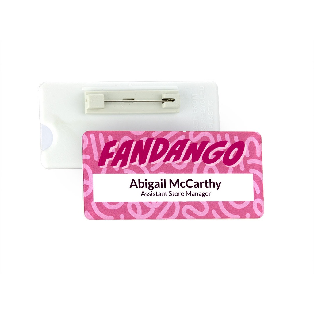 Gloss Finish Reusable Name Badge 73mm x 35mm With 11mm Window