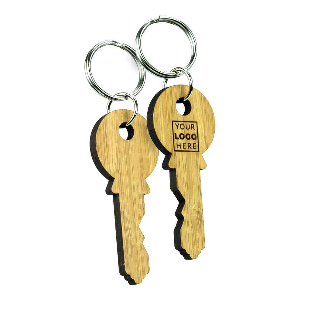 Double Side Engraved Bespoke Shaped Bamboo Keyring