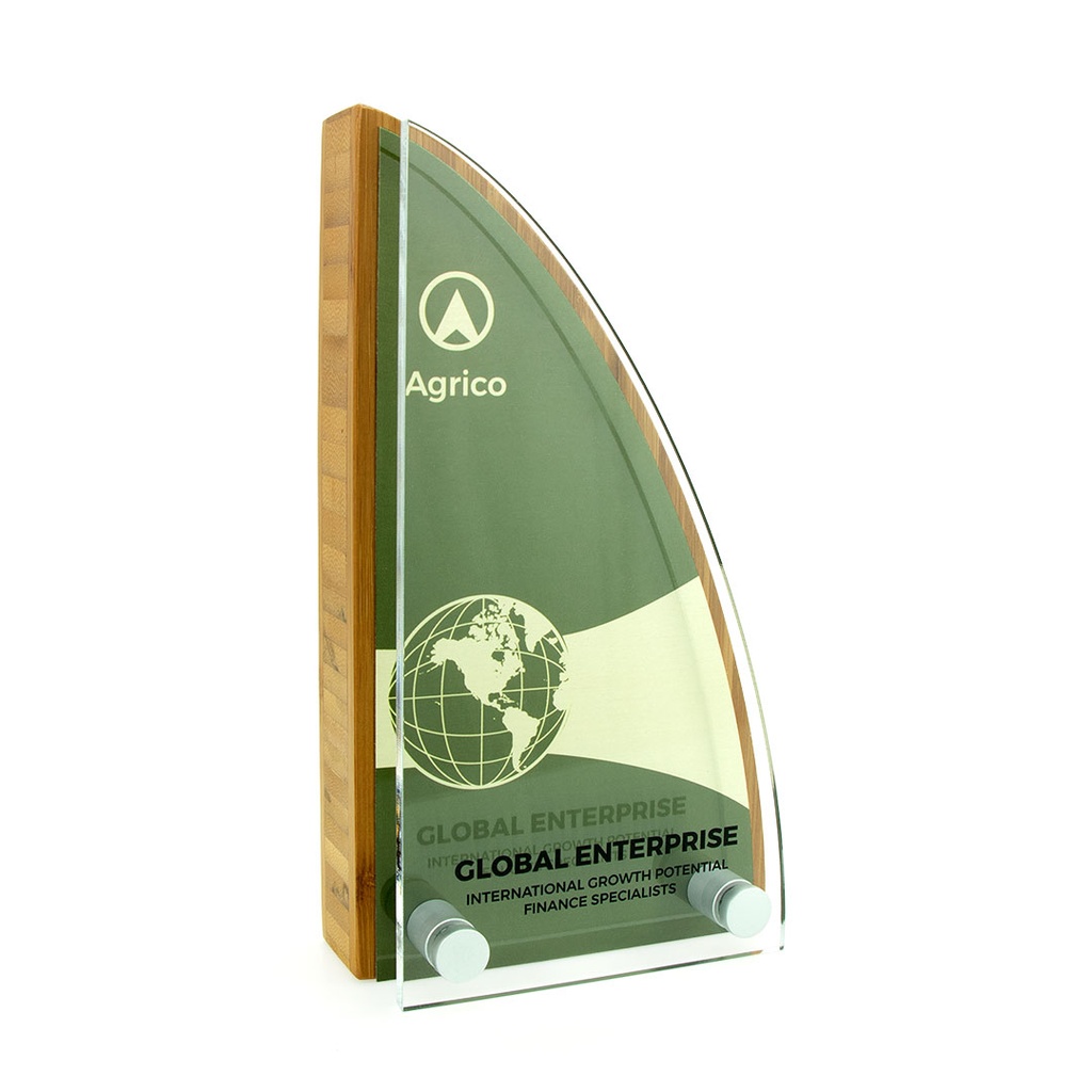 Bamboo Sail Award 95mm x 175mm With Metal Plate & Acrylic Front