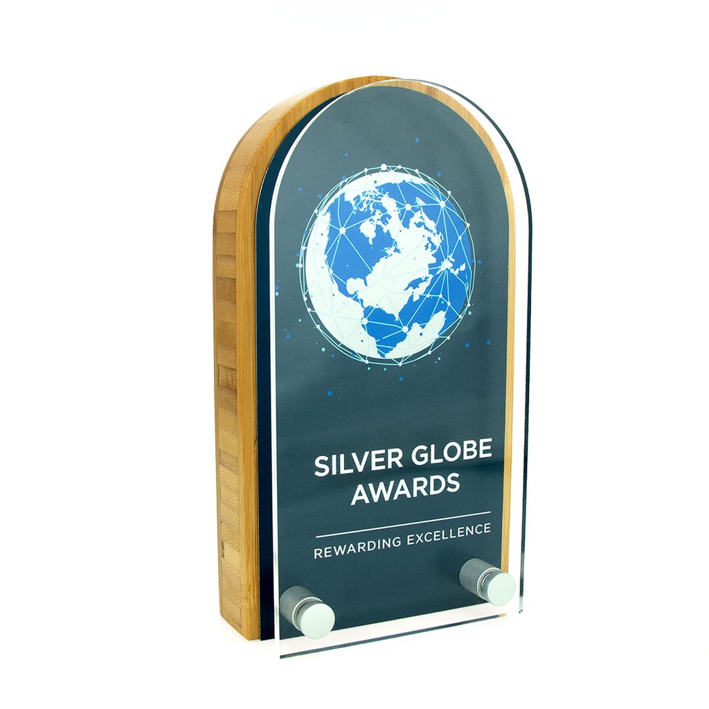 Bamboo Arch Award 80mm x 150mm With Metal Plate & Acrylic Front
