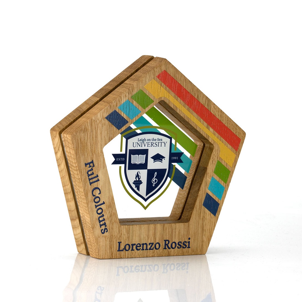 Oak With Acrylic Layered Pentagon Award