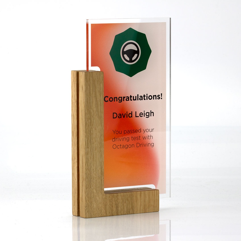 Oak Layered Acrylic Hovering Rectangle Award