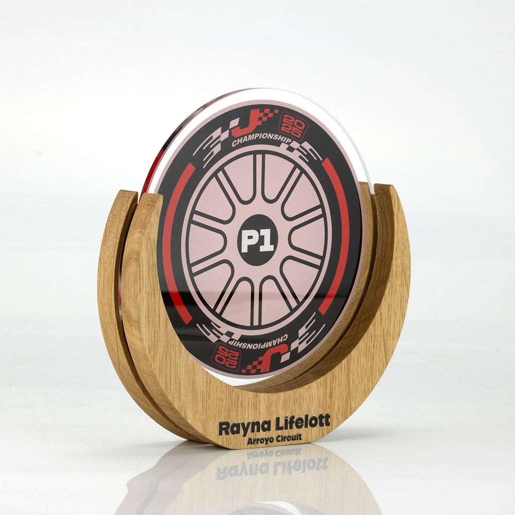 Oak Layered Acrylic Rising Cresent Award