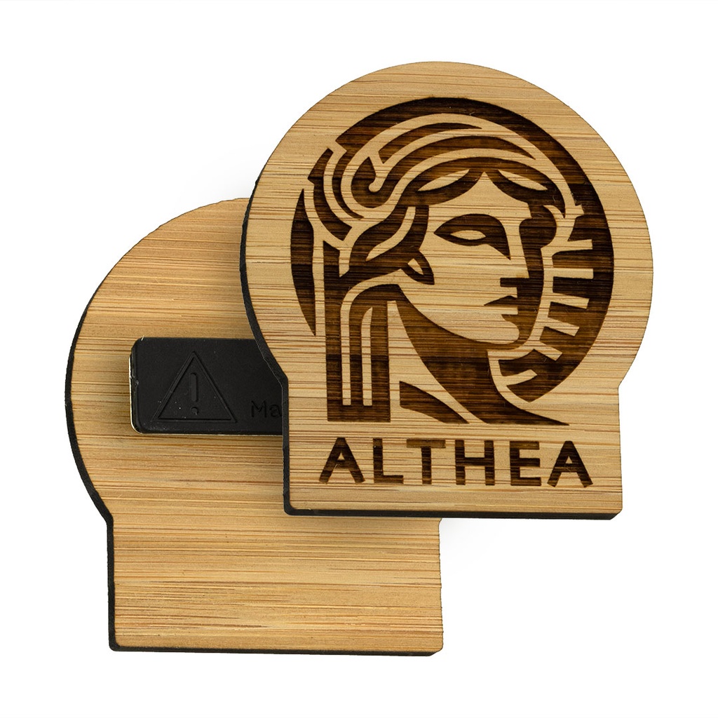 Bamboo Engraved Pin Badge with Magnet Fitting Upto 70x70mm