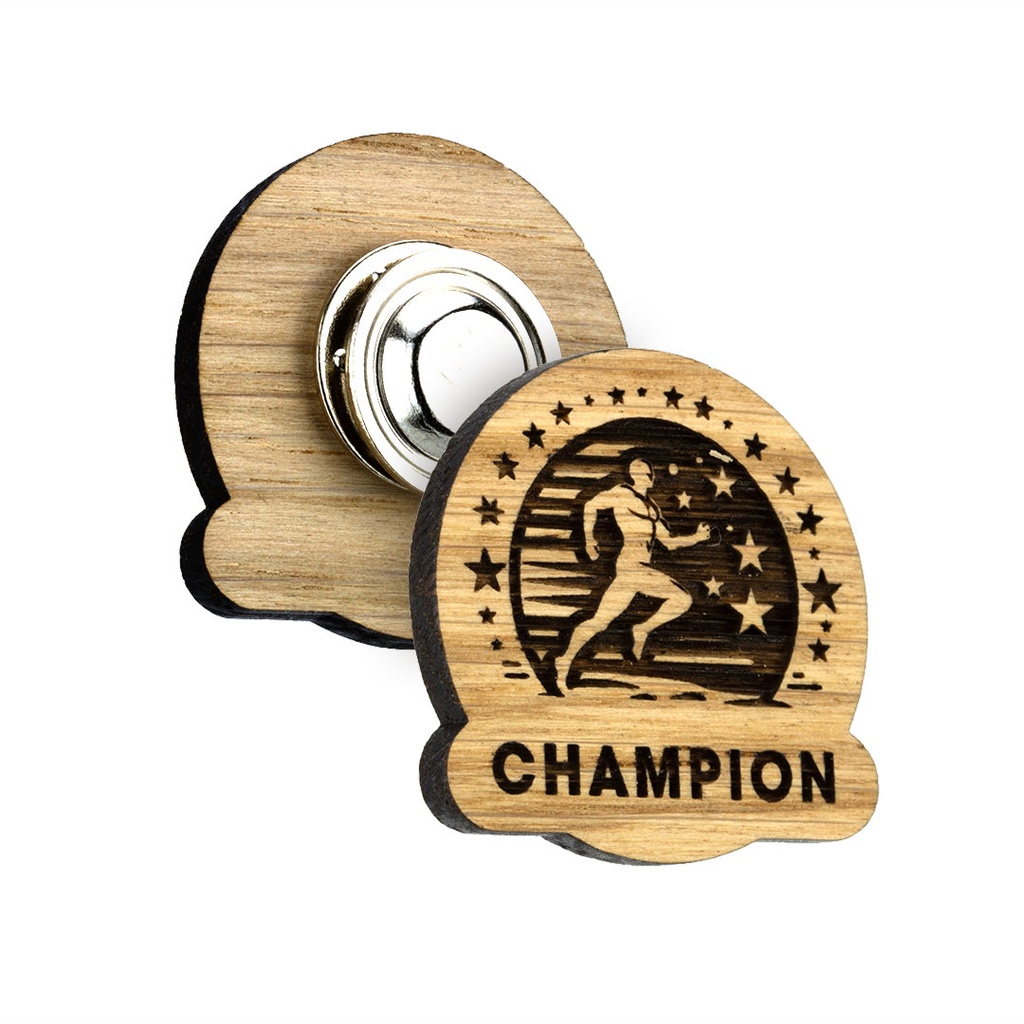 Oak Engraved Clutch Pin Badge with Magnet Fitting Upto 35x35mm