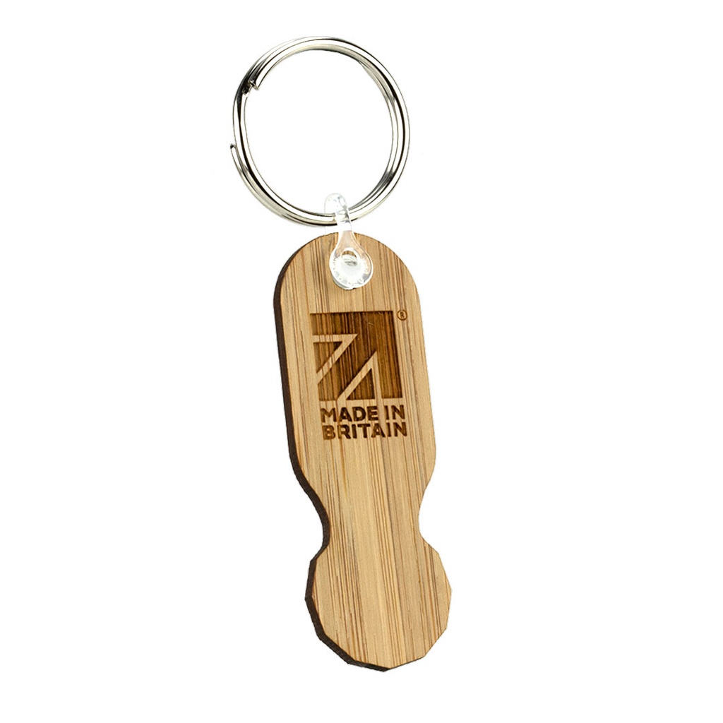 Single Sided Bamboo Trolley Keyring