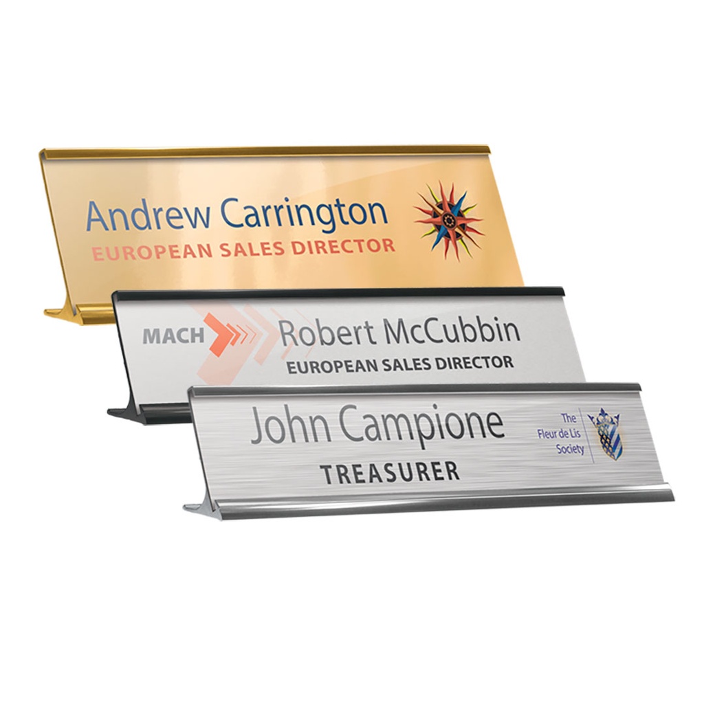 Reusable Metal Desk Nameplate Holder Single Sided 6 ins x 1 ins