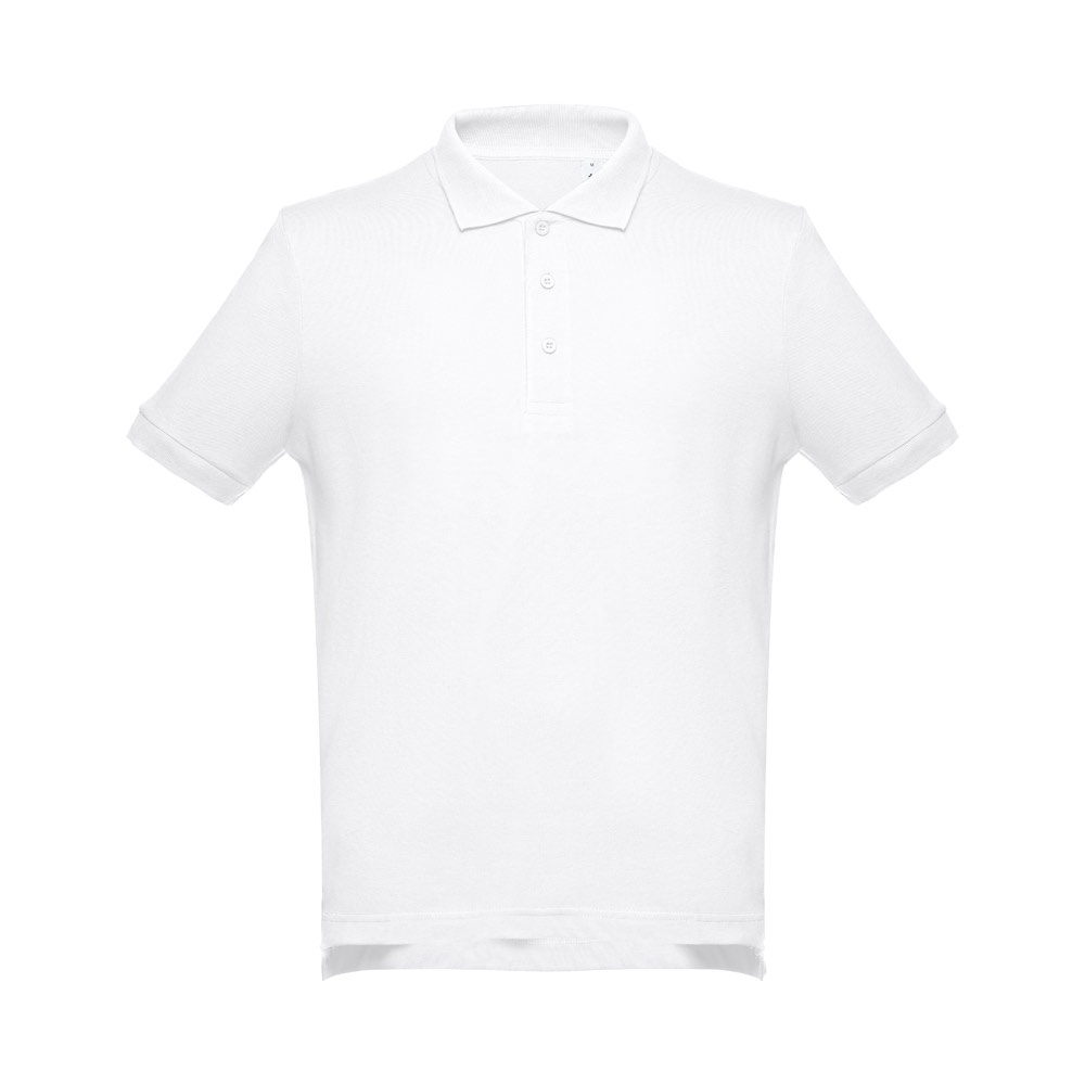THC ADAM WH. Men's short-sleeved cotton piqué polo shirt. White