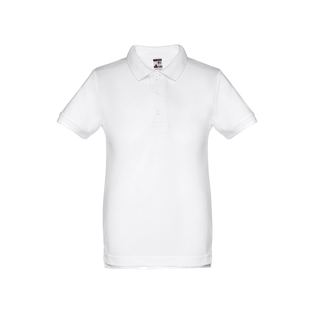 THC ADAM KIDS WH. Kids short-sleeved 100% cotton piqué polo shirt unisex). White
