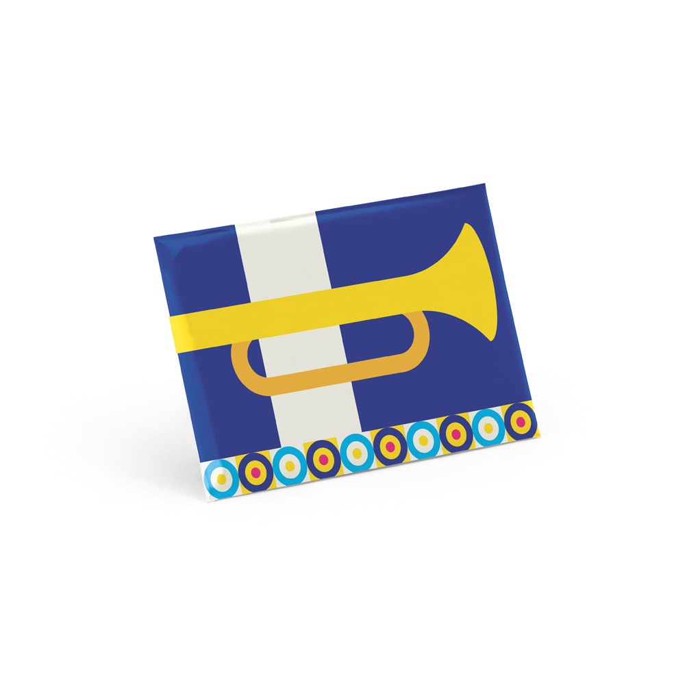 Button P'IN 14. Horizontal rectangular pin badge