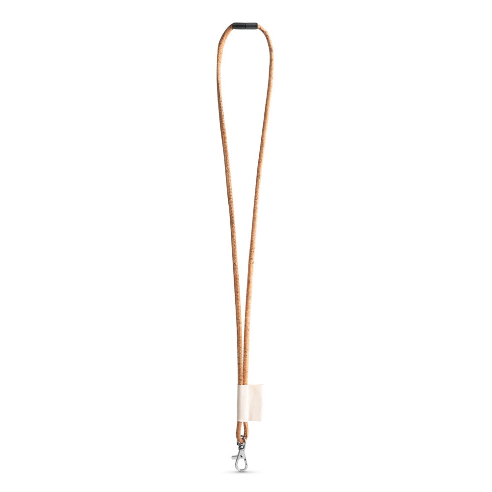 SET Lanyard CORK Long (Ø 5 mm) with Hook Trigger Snap 9 mm and safety lock Ø 5 mm