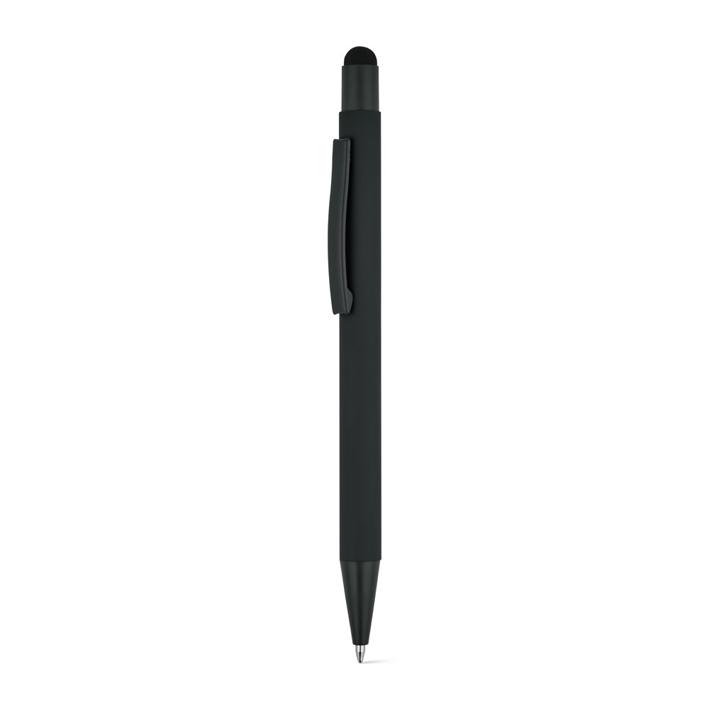 CLINT TOUCH. Ballpoint pen with a modern design made from recycled aluminum (100% rAL), with a rubber finish