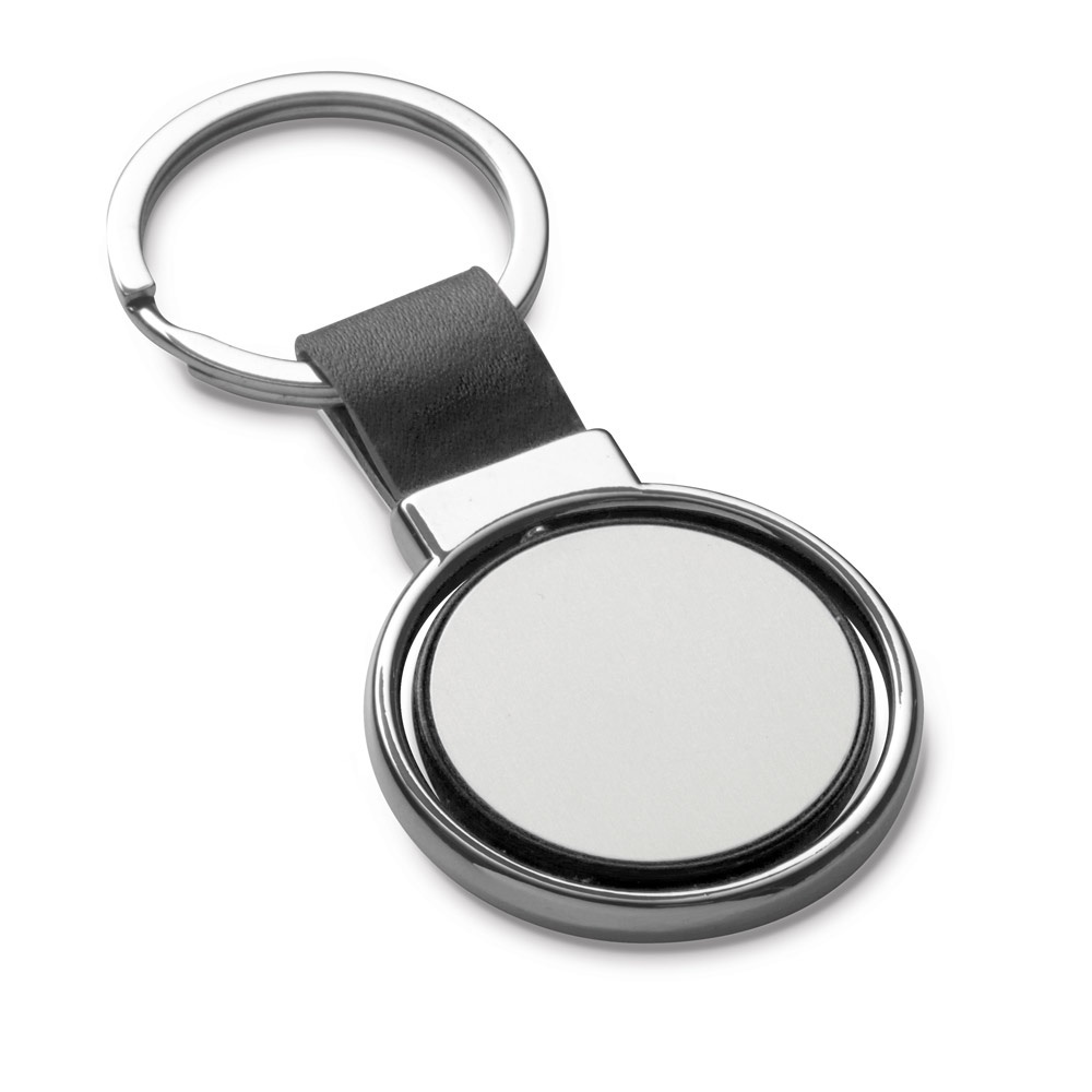 ALBRIGHT. Metal and PU keyring suitable for customisation by doming