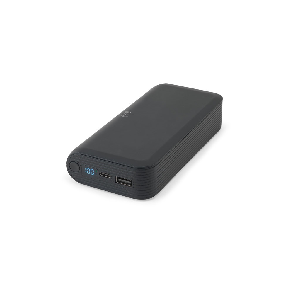 BECKER 20. 20.000 mAh power bank in recycled ABS (100% rABS) with 15W superfast wireless charger