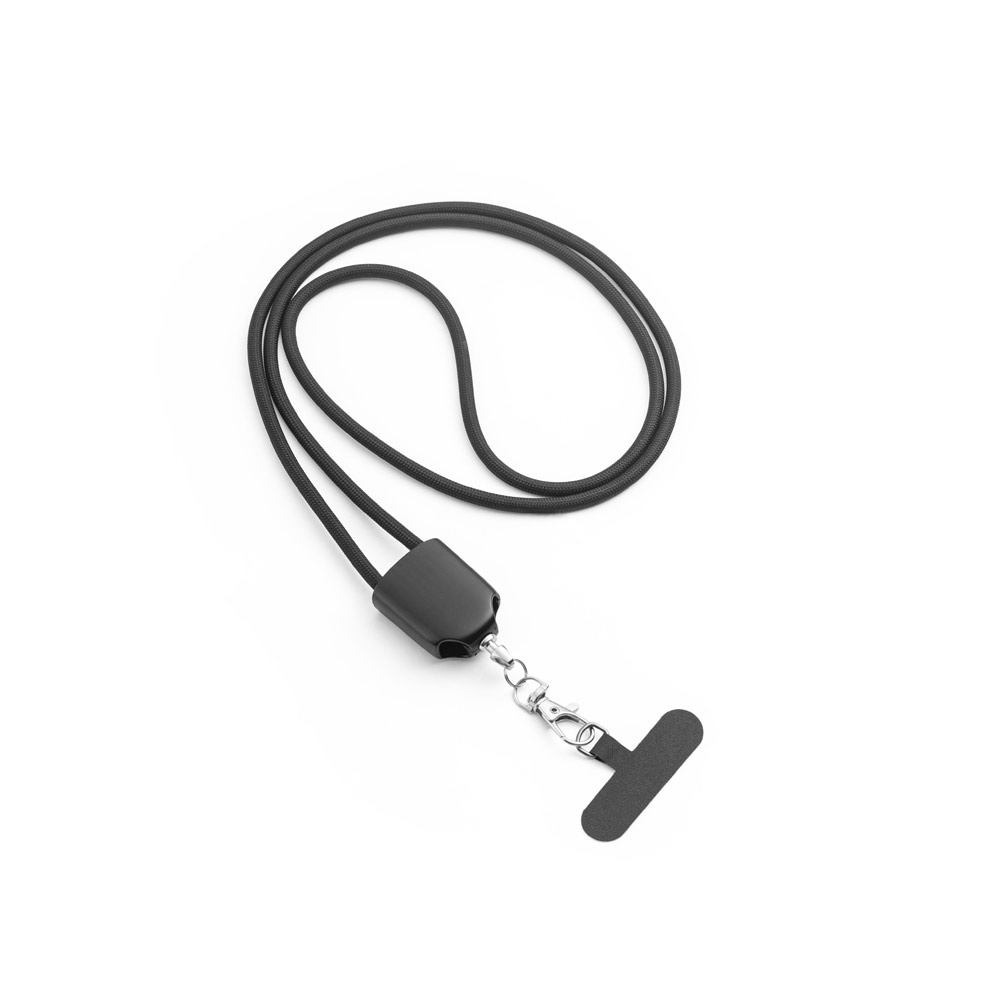 ZEWAIL. Lanyard with included smartphone holder, USB-C cable and various adapters in recycled ABS and recycled TPE