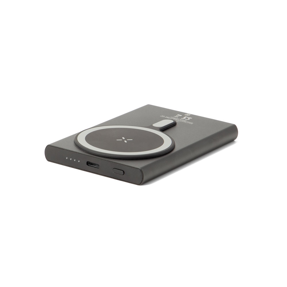 WRIGHT 5. Magnetic power bank with super-fast charging in recycled aluminum and recycled ABS 5'000 mAh