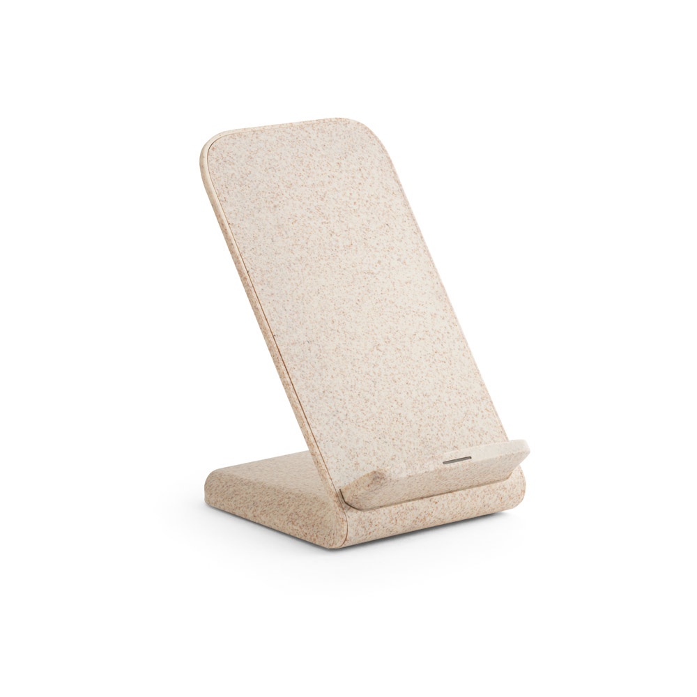ENGLERT. Smartphone holder with 10W fast wireless charger in recycled ABS (70% rABS) and wheat straw fiber