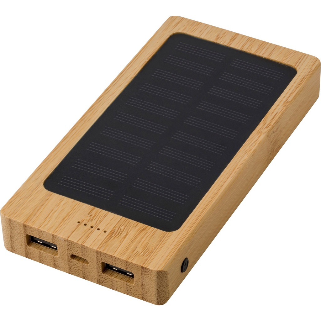 Bamboo solar power bank. (8000 mAh)