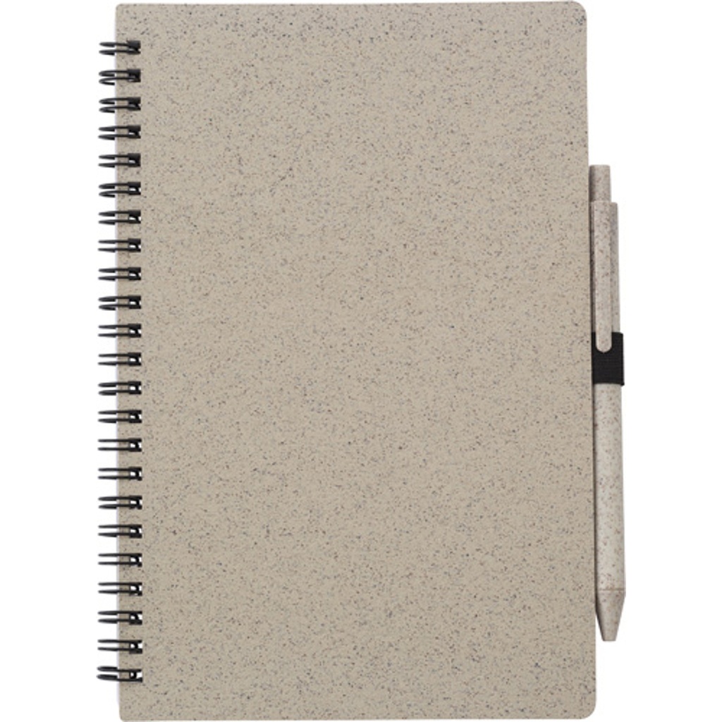 Wheat straw notebook with pen (approx. A5)