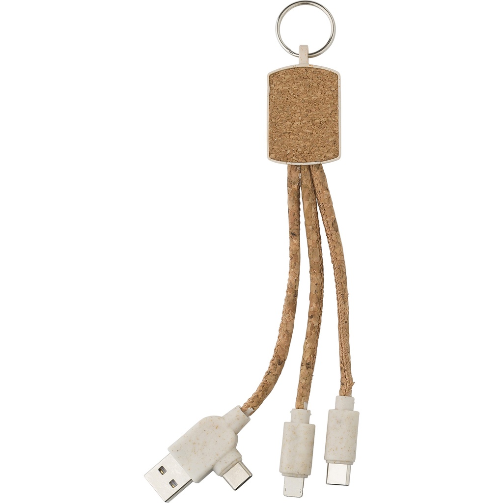 Stainless steel keyring with charging cables