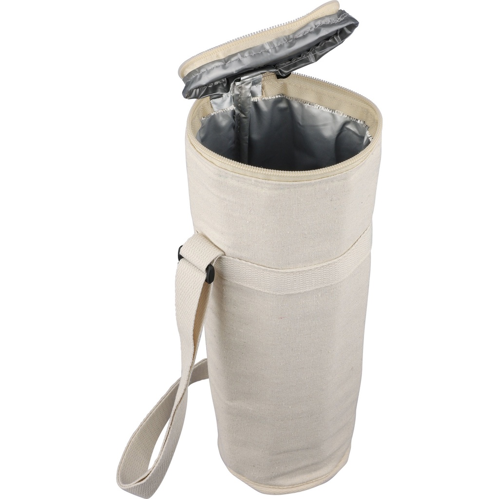 Recycled cotton cooler bag for one bottle. (270gsm/7.96oz)