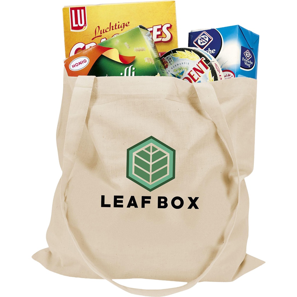 Cotton shopping bag with long handles (100gsm/2.9oz)