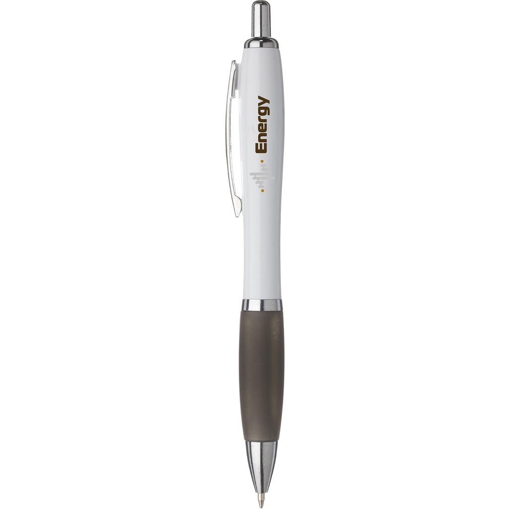 White pen with coloured grip