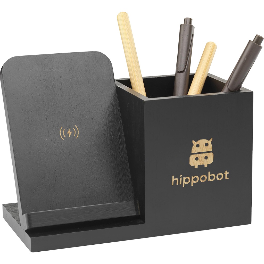 Bamboo charger and pen holder