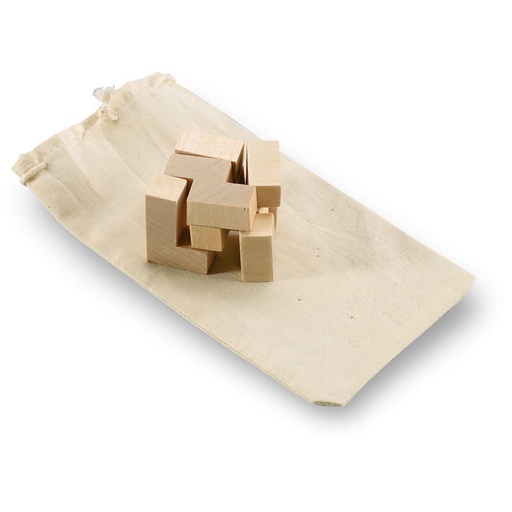 [KC2585-40] Wooden Puzzle In Cotton Pouch
