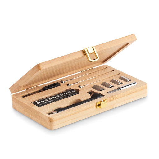 [MO6496-40] 21 Pcs Tool Set In Bamboo Case